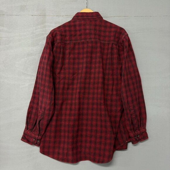 Vintage Woolrich Thick‎ Red Flannel Button Up Collared Shirt Large - Picture 2 of 4